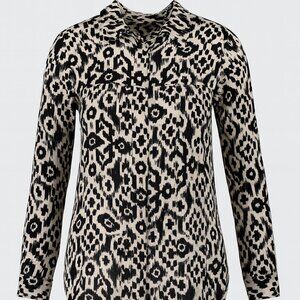 Croft & Barrow Blouse Large Southwest Aztec Black Gray Modern Rustic Western